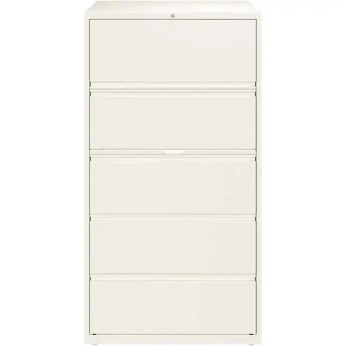 HL10000 White 36 in. Wide 5-Drawer Lateral File Cabinet with Posting Shelf and Roll-Out Binder Storage
