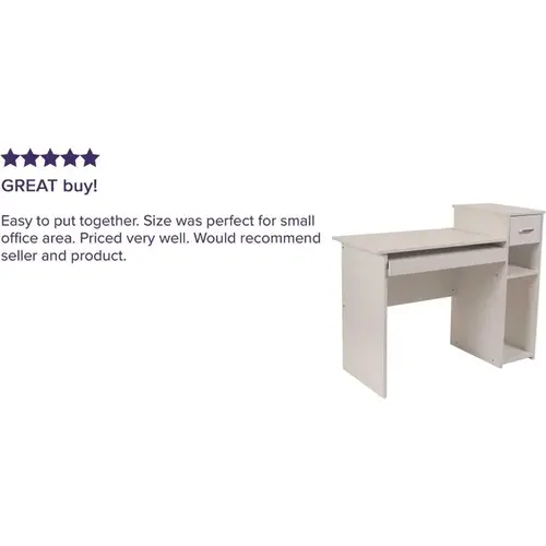 42 in. White Rectangular 1 -Drawer Computer Desk with Keyboard Tray 42 in. White Rectangular 1 -Drawer Computer Desk with Keyboard Tray