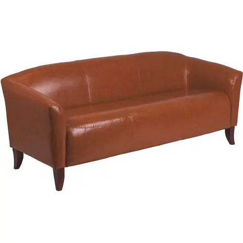 72.8 in. Cognac Faux Leather 4-Seater Bridgewater Sofa with Square Arms 72.8 in. Cognac Faux Leather 4-Seater Bridgewater Sofa with Square Arms