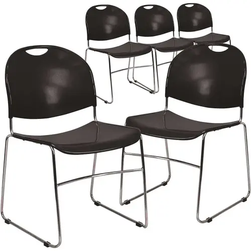 Black Plastic/Chrome Frame Plastic Stack Chairs Black Plastic/Chrome Frame Plastic Stack Chairs