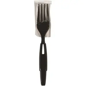 Dixie Ultra SSWPF5 SmartStock Series-W Heavy-Weight Black, Disposable Polypropylene Wrapped Plastic Forks & Sporks, Black - pack of 24