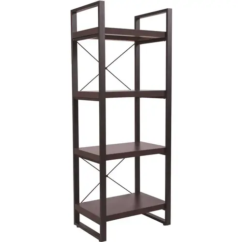 62 in. Charcoal/Black Metal 4-shelf Standard Bookcase with Open Back 62 in. Charcoal/Black Metal 4-shelf Standard Bookcase with Open Back