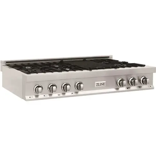 48 in. 7 Burner Front Control Gas Cooktop in Stainless Steel with Griddle 48 in. 7 Burner Front Control Gas Cooktop in Stainless Steel with Griddle