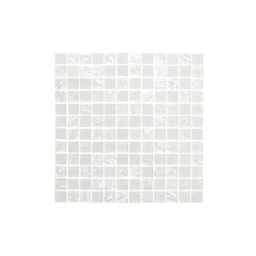 1" X 1" Glass Tile With Mesh Back Snowdrift White 1" X 1" Glass Tile With Mesh Back Snowdrift White