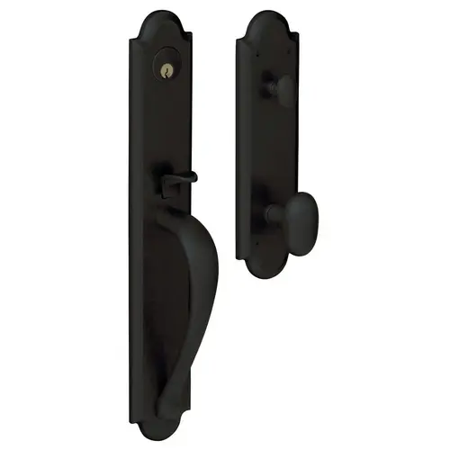 Boulder Full Escutcheon Single Cylinder Entry Mortise Trim Satin Black Finish