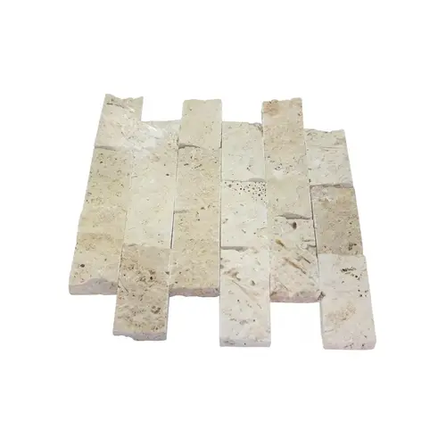 2 X 4 Split Face Travertine Mosaic Ivory 2 X 4 Split Face Travertine Mosaic Ivory