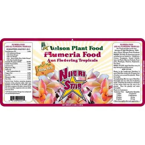 Nutri Star Plumeria 25 Nelson 5-30-5 Plumeria Food 25# Nutri Star Plumeria 25 Nelson 5-30-5 Plumeria Food 25#