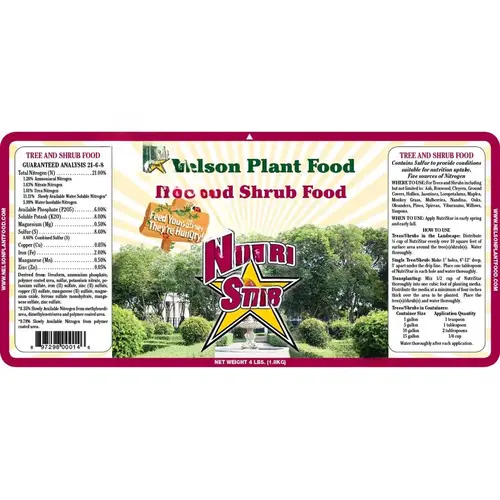 Nutri Star Tree Food 15 Nelson 21-6-8 Tree & Shrub 15# Nutri Star Tree Food 15 Nelson 21-6-8 Tree & Shrub 15#