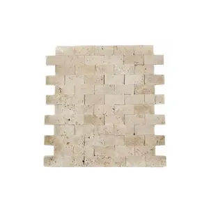 NPT 250-001 1 X 2 Split Face Travertine Mosaic Ivory