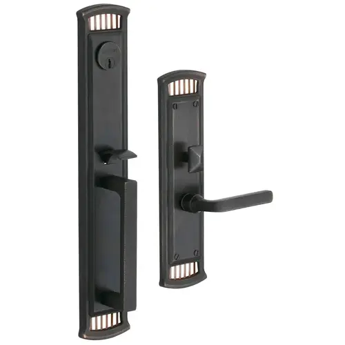 Richland Right Hand Double Cylinder Entry Mortise Lock Trim Distressed Oil Rubbed Bronze Finish Richland Right Hand Double Cylinder Entry Mortise Lock Trim Distressed Oil Rubbed Bronze Finish
