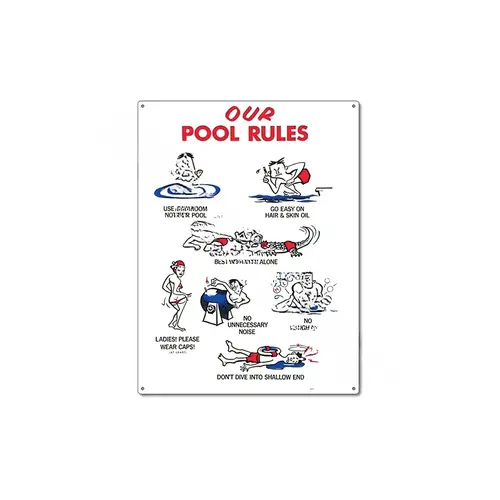 18" X 24" General Animation Pool Rules Sign