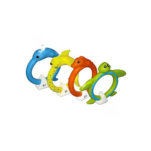 Soft Dive Animal Rings 4pk Multi-Colored
