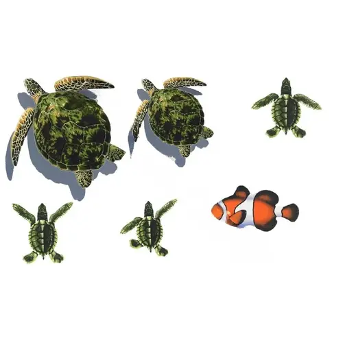 Sea Turtle Group With Shadow Grp-2/sh Mosaic Green Sea Turtle Group With Shadow Grp-2/sh Mosaic Green