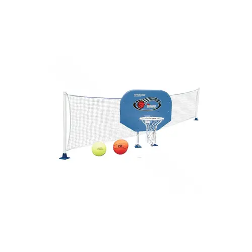 Above-ground Poolside Basketball/volleyball Game Combo Blue