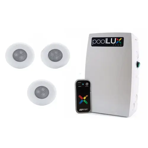 60w Poollux Plus And 3 Kelo Rgb Led Lights With 80' Cord And Remote Control 60w Poollux Plus And 3 Kelo Rgb Led Lights With 80' Cord And Remote Control