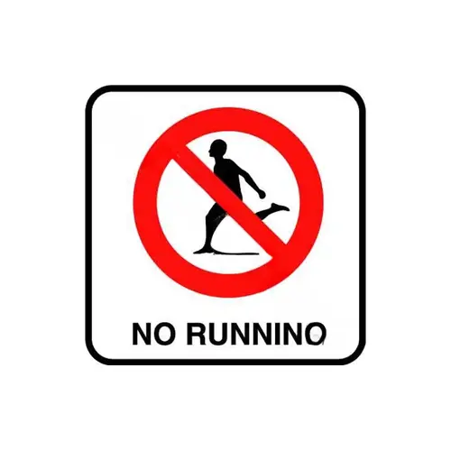 6x6 No Running Nonskid Bw Vinyl Stick-on Depth Marker 6x6 No Running Nonskid Bw Vinyl Stick-on Depth Marker