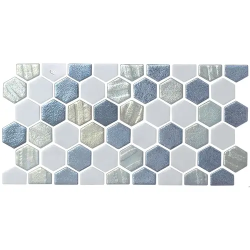 Starburst Silver Mosaic Border Pool Tile Gray