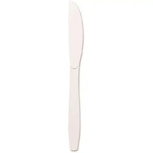 Medium Weight Polystyrene Cutlery, 7 in L, Knife, White Medium Weight Polystyrene Cutlery, 7 in L, Knife, White