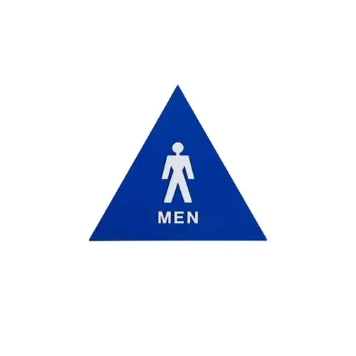 Blue ADA Triangle Men Bathroom Sign Blue Finish Blue ADA Triangle Men Bathroom Sign Blue Finish