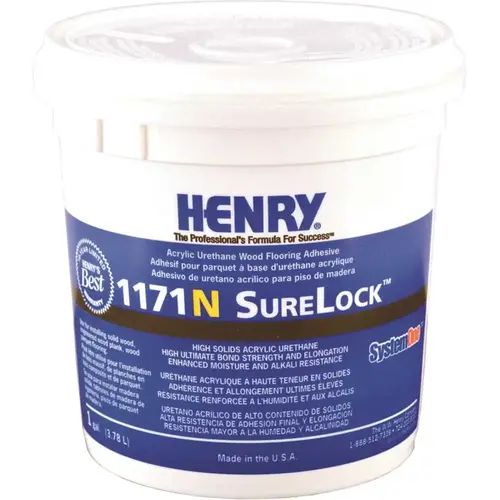SureLock Flooring Adhesive, Paste, Mild Solvent, Yellowish Beige, 1 gal Tub - pack of 4