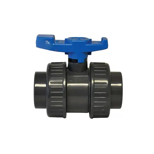 Ball Valve, 2"Threaded x Socket 150 psi T-Handle PVC 801 True Union Gray Ball Valve, 2"Threaded x Socket 150 psi T-Handle PVC 801 True Union Gray