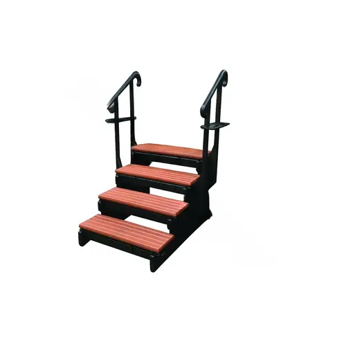 36" Redwood 4-tread Spa Step W/ Blk Frame 36" Redwood 4-tread Spa Step W/ Blk Frame