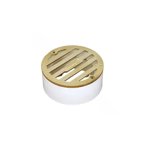 Nds 3" Round Satin Brass Grate W/ Pvc Collar Nds 3" Round Satin Brass Grate W/ Pvc Collar