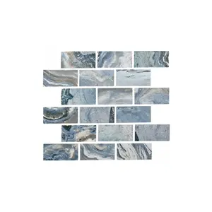 GEMINI TILE SRL GMIONYBLU MOS1X2 Onyx Light Blue 1x2 1sf/sht