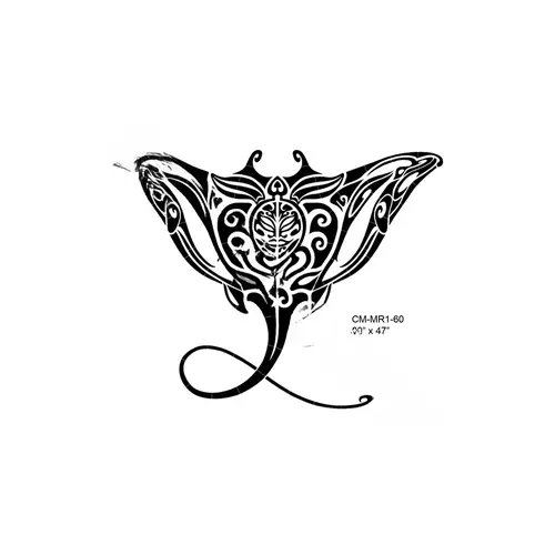 60"x46" Blk Tribal Manta Ray Mosaic Blk 60"x46" Blk Tribal Manta Ray Mosaic Blk