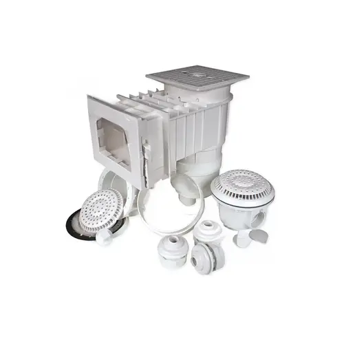 Renegade Standard Vinyl Liner Skimmer, 2 Port, Square Lid, 2" Socket, White Renegade Standard Vinyl Liner Skimmer, 2 Port, Square Lid, 2" Socket, White