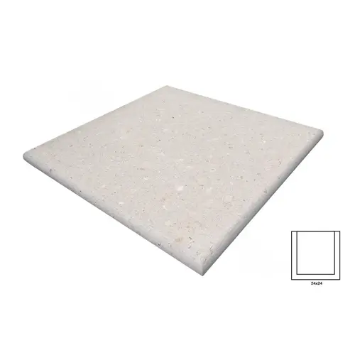 24" X 24" Ivory Shellock Triple Sided Bullnose Coping