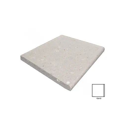 12" X 12" Ivory Shellock Single Sided Bullnose Coping