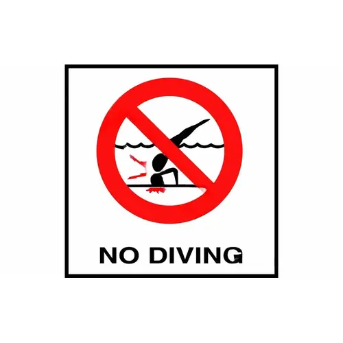 8" X 8" White Tile With Non-skid No Diving Symbol Safety Marker 8" X 8" White Tile With Non-skid No Diving Symbol Safety Marker