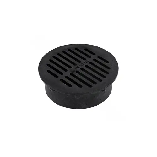 40 Drain Grate, 6 in Dia, 6-3/4 in L, 6-3/4 in W, Round, 1/4 in Grate Opening, HDPE, Black