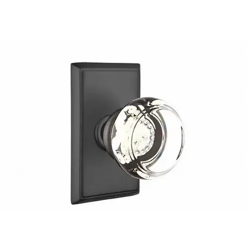 Georgetown Crystal Knob Dummy Pair With Rectangular Rose Flat Black Finish Georgetown Crystal Knob Dummy Pair With Rectangular Rose Flat Black Finish