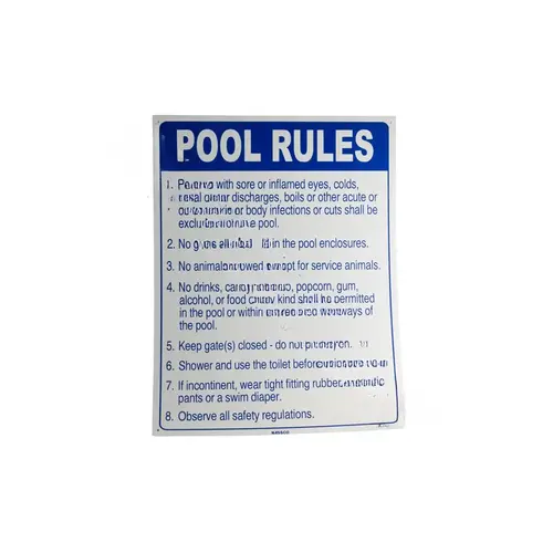 18" X 24" Vertical Pool Rules Sign (az) 18" X 24" Vertical Pool Rules Sign (az)
