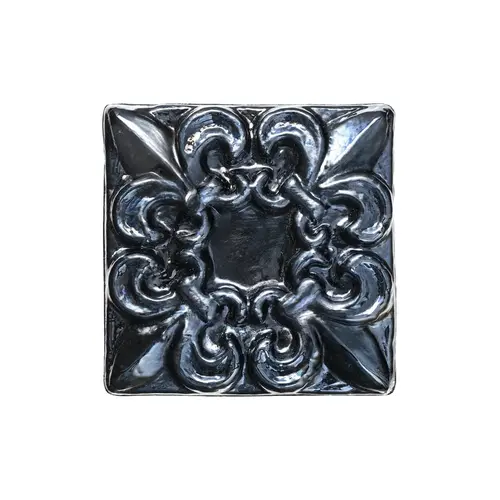 3" X 3" Oceanscapes Deco Accent Glass Tile Fleur De Lis Pewter Dark Gray 3" X 3" Oceanscapes Deco Accent Glass Tile Fleur De Lis Pewter Dark Gray