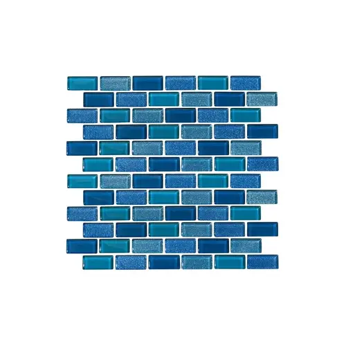 1" X 2" Orion Peacock Pool Tile Blue