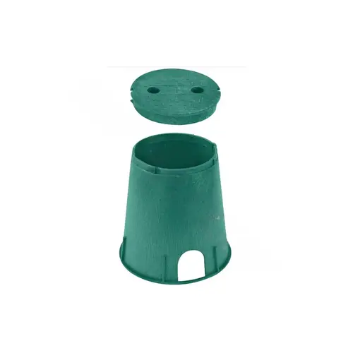 Series 610 8.75" Gray Round Valve Box With 6" Green Cover