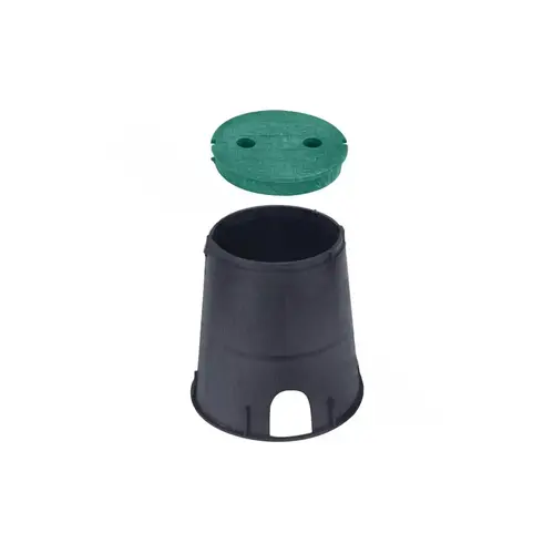 Series 608 Black Round Econo Valve Box With 6" Green Cover