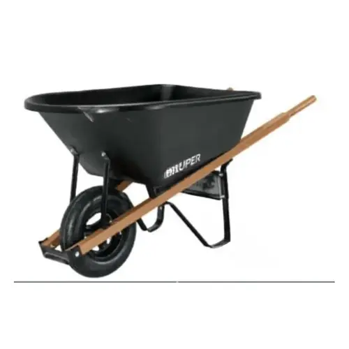 Tru Tough Landscaper Grade Medium Tray Steel Wheelbarrow With 16" Tubed Tires Black Tru Tough Landscaper Grade Medium Tray Steel Wheelbarrow With 16" Tubed Tires Black
