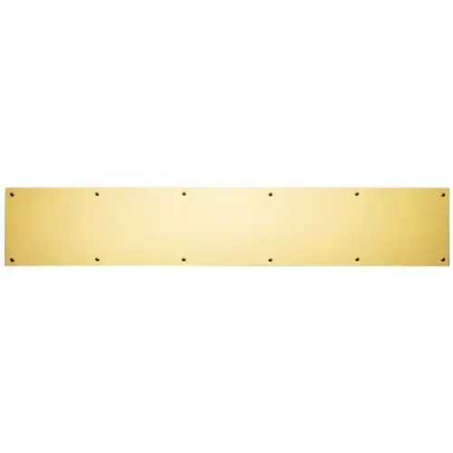 8"x38" Kick Plate, 8" x 38"4 Beveled Edges, Countersunk Holes, Bright Brass
