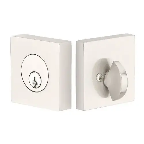 Square Single Cylinder Deadbolt Satin Nickel Finish