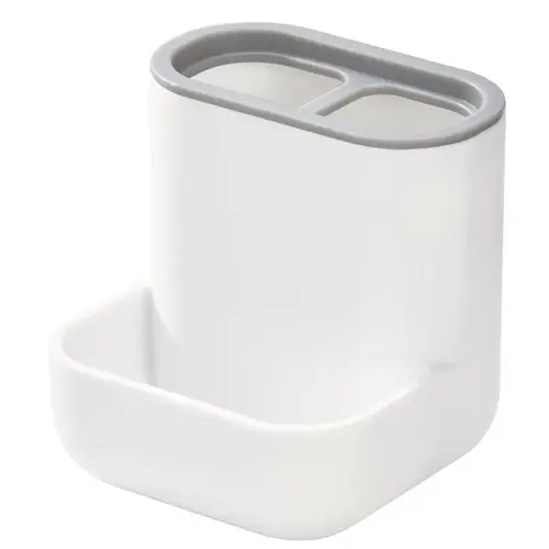 Toothbrush Holder, Plastic, Gray/White Toothbrush Holder, Plastic, Gray/White