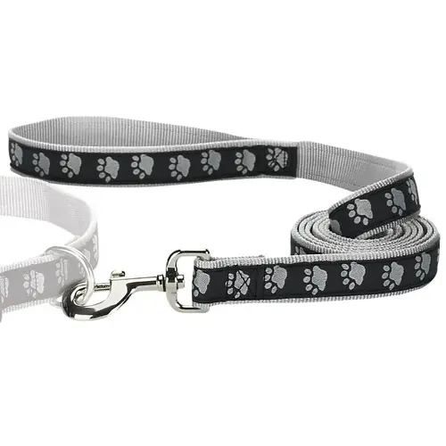 Nylon Pawprint Dog Lead, 6 ft x 1 in, Black Nylon Pawprint Dog Lead, 6 ft x 1 in, Black