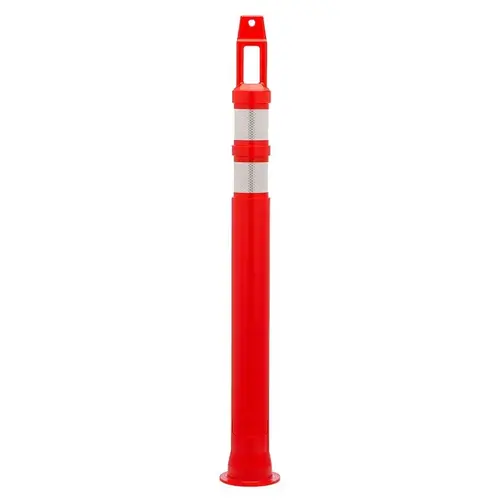 D-Top Delineator, 42 in H Cone, Polyethylene Cone, Red Orange Cone