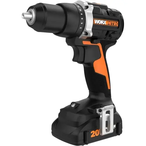 Nitro Cordless Drill/Driver, Battery Included, 20 V, 2 Ah, 1/2 in Chuck, Ratcheting Chuck Nitro Cordless Drill/Driver, Battery Included, 20 V, 2 Ah, 1/2 in Chuck, Ratcheting Chuck