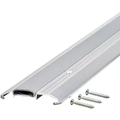 3-3/4 In. x 3/4 In. x 32 In. Silver Aluminum and Vinyl Heavy-Duty Low-Profile Threshold 3-3/4 In. x 3/4 In. x 32 In. Silver Aluminum and Vinyl Heavy-Duty Low-Profile Threshold