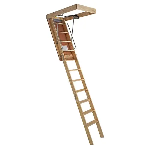 Attic Stair, 10 ft H Ceiling, 30 x 54 in Ceiling Opening, 10-Step, 350 lb, 5-1/2 in D Step