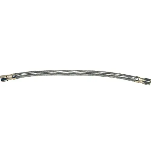 A Ice Maker Supply Line Hose, Flexible, 1/4 in Inlet, Compression Inlet, 1/4 in Outlet, Compression Outlet Nickel